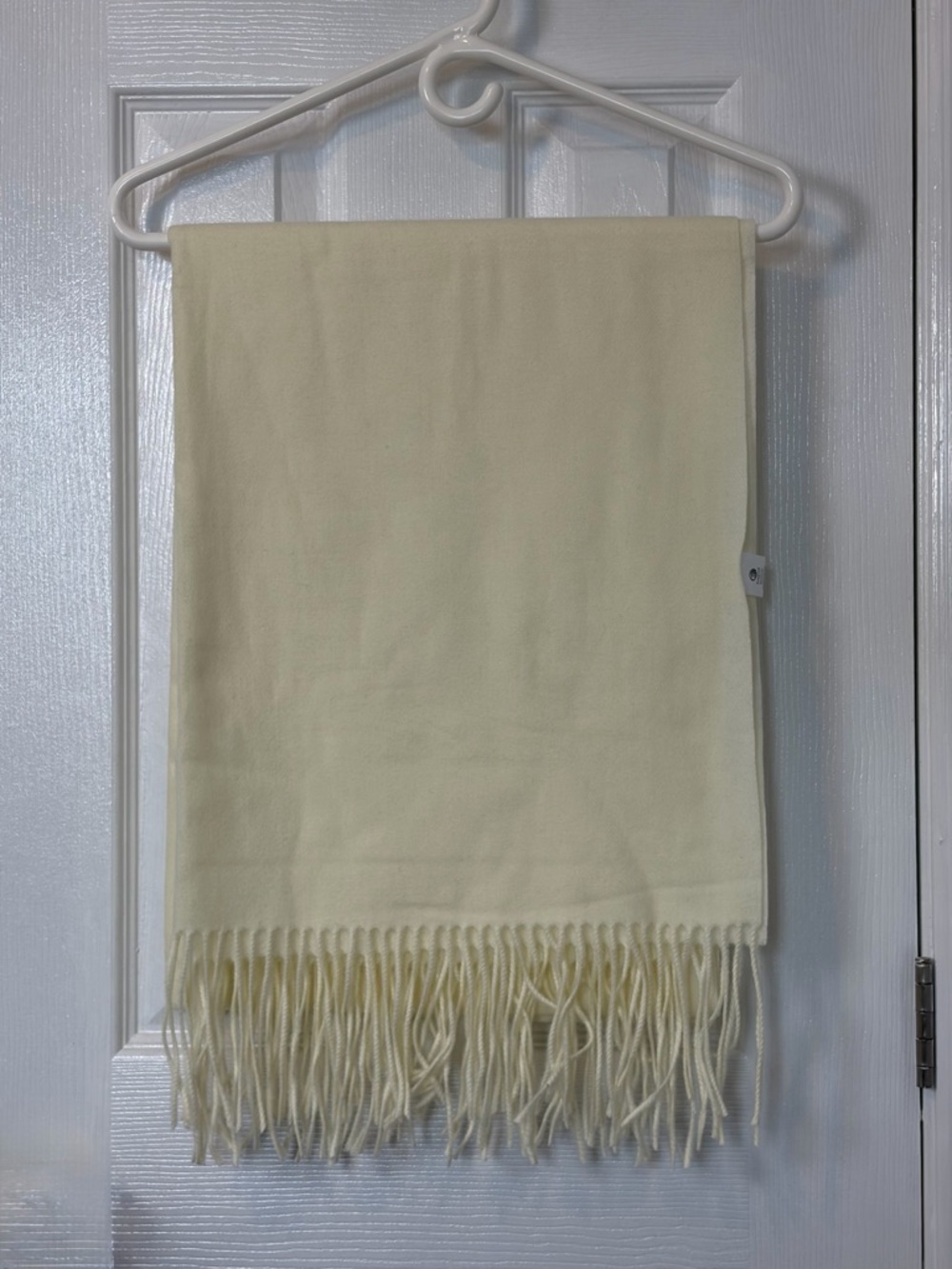 Luxury Cream Cashmere Blend Fringe Throw Scarf by Eagool
